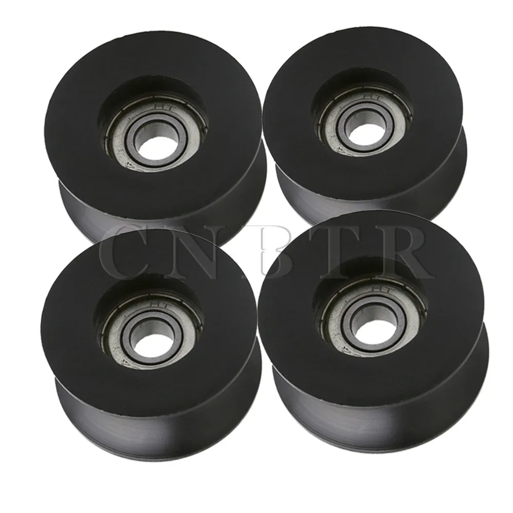 

CNBTR 4x2.05cm Black Nylon Round U-Shaped Groove Wheels Guide Track Roller Bearing Pulley for Furniture Hardware Pack of 4