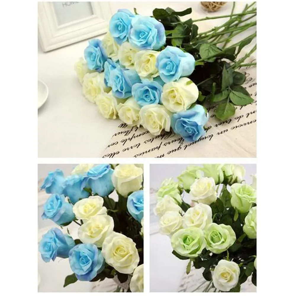 

[JB] 4-12pcs Artificial Natural Love Rose Silk Flower Bride Family Wedding Garden