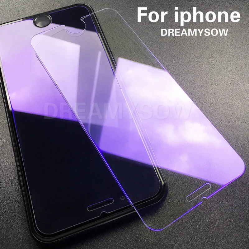 Ультратонкое закаленное стекло 9H для iPhone 6 6S plus 7 8 с защитой от синего