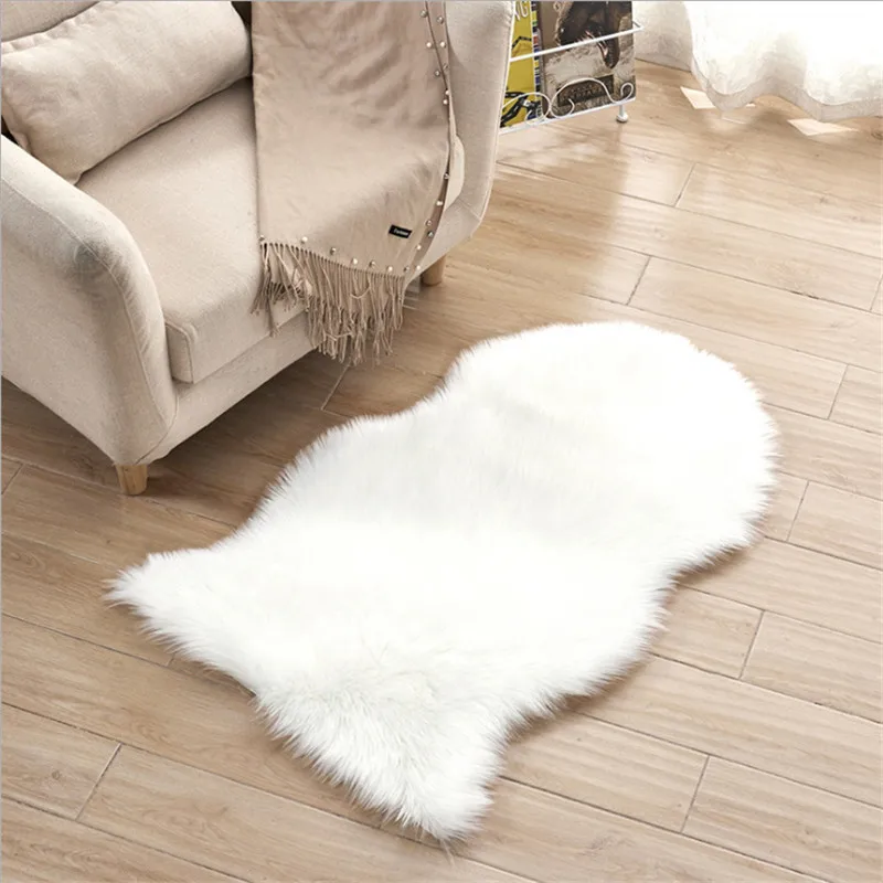 

Faux Sheepskin Area Rug Silky Imitation Long Wool Carpet for Living Room Bedroom, Children Play Dormitory Home Decor Rugs