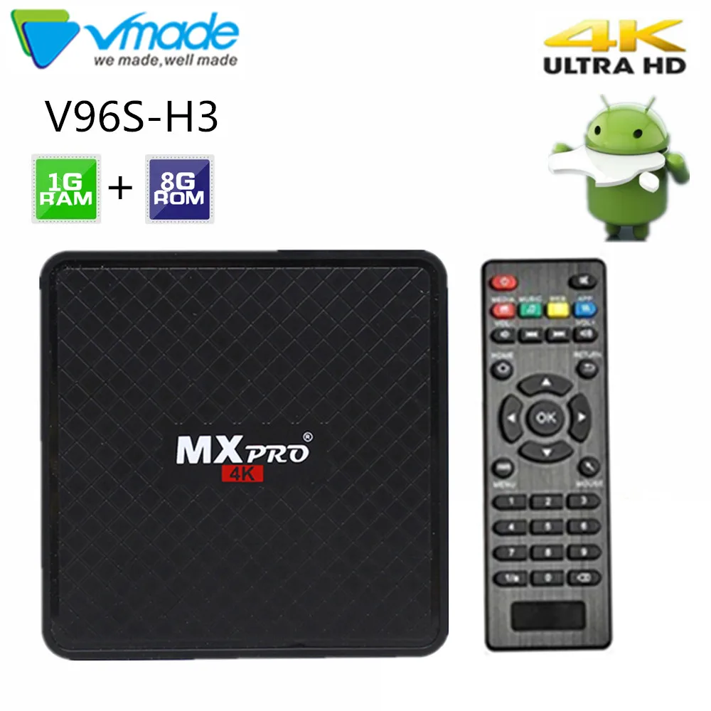

Vmade V96S H3 HD Android TV BOX Android 7,0 caja de TV inteligente Allwinner-H3 Quad Core WiFi IP-TV twitter Set top box 1GB+8GB