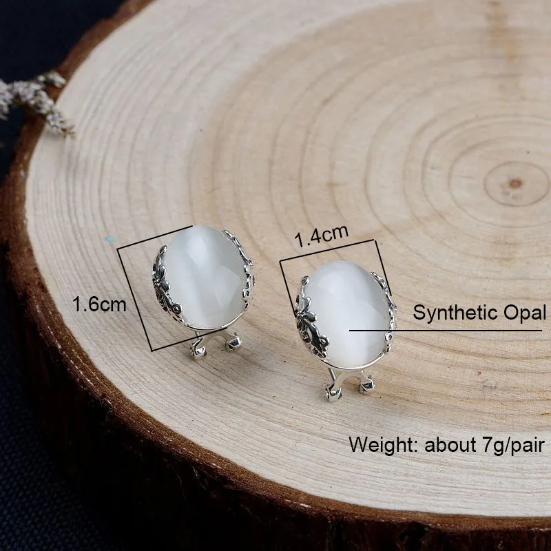 V. YA, серьги из белого опала и серебра, винтажные 925 пробы, серебряные клипсы, Женские Ювелирные изделия, модные тайские серебряные аксессуары