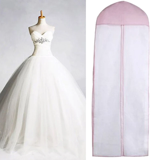 Double Sided Tulle Crystal Yarn Wedding Bridal Dress Dust Cover With Double Sided Tulle Crystal Yarn Wedding Bridal Dress Dust Cover With Zipper For Home Wardrobe