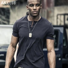 AK CLUB Brand T-shirt Henry Kragen Kurzarm T-shirt 100 baumwolle T-shirt Henley Neck AK LOGO Stickerei T-shirt Für Männer 1500058