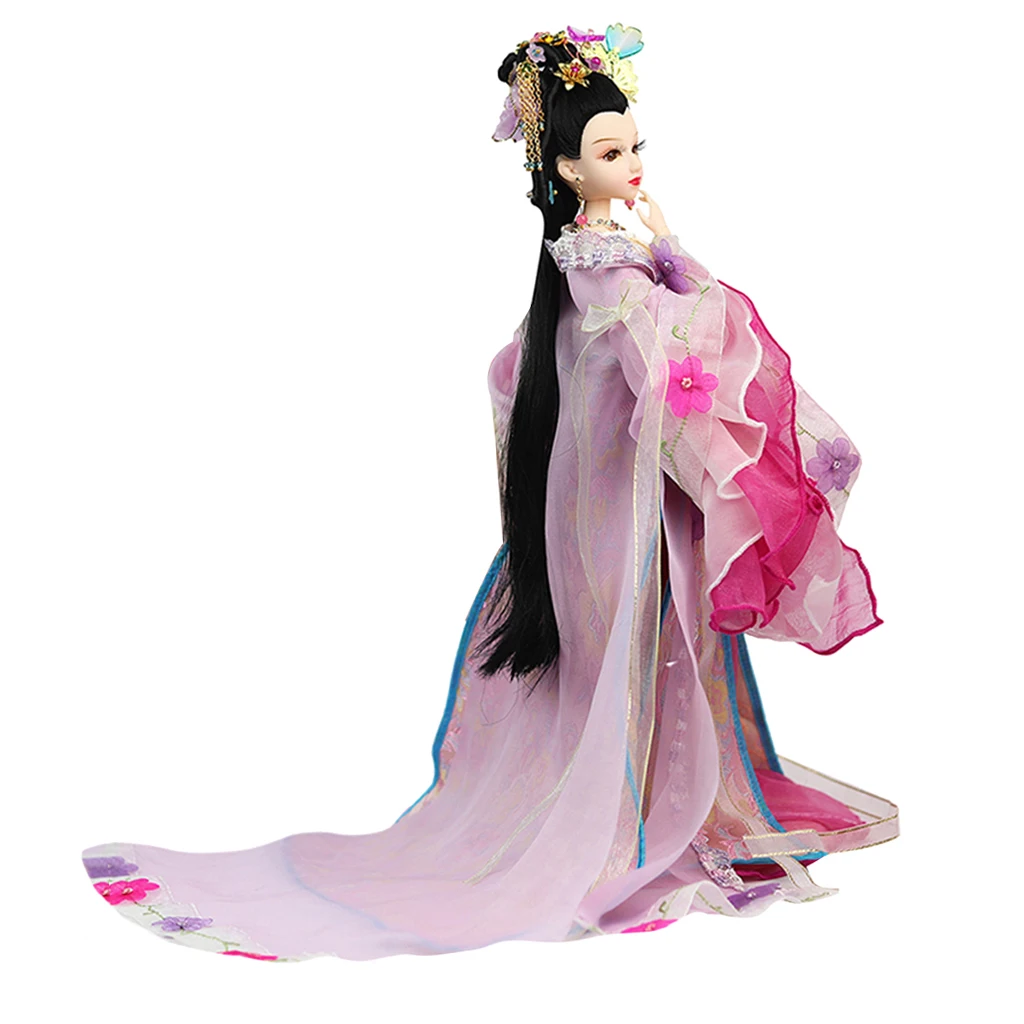 Vintage Gown Clothes Dolls Flexible Joints Vinyl Body Doll Oriental Chinese Ancient Costume Doll Kids Toys Pink