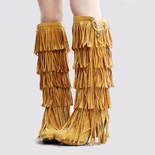 LAPOLAKA/ г. Большие размеры 32-43, модные зимние сапоги с бахромой Модная стильная женская обувь на высоком каблуке женские сапоги до колена