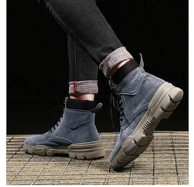 Зимняя мужская обувь 2018 ботильоны из натуральной кожи ботинки «Мартенс» для мужчин на шнуровке повседневные мужские ботинки роскошные