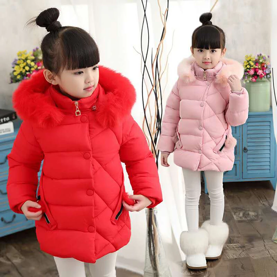 

Hot Sale Baby Girls Down Coat Jackets Outerwear 3T 4 5 6 7 8 9 10 Years Old 2 Colors Girls Children's Autumn Winter Jackets