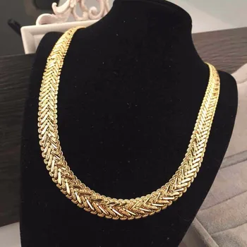 

Heavy Splendid Men's Real Yellow Gold Filled Solid Snakeskin Necklace Chain (Color:Yellow;Size:1.2cm*50cm)