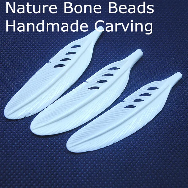

Wholesale nature handmade bone beads feather shape white color charms beads accessories jewelry findings top selling in US