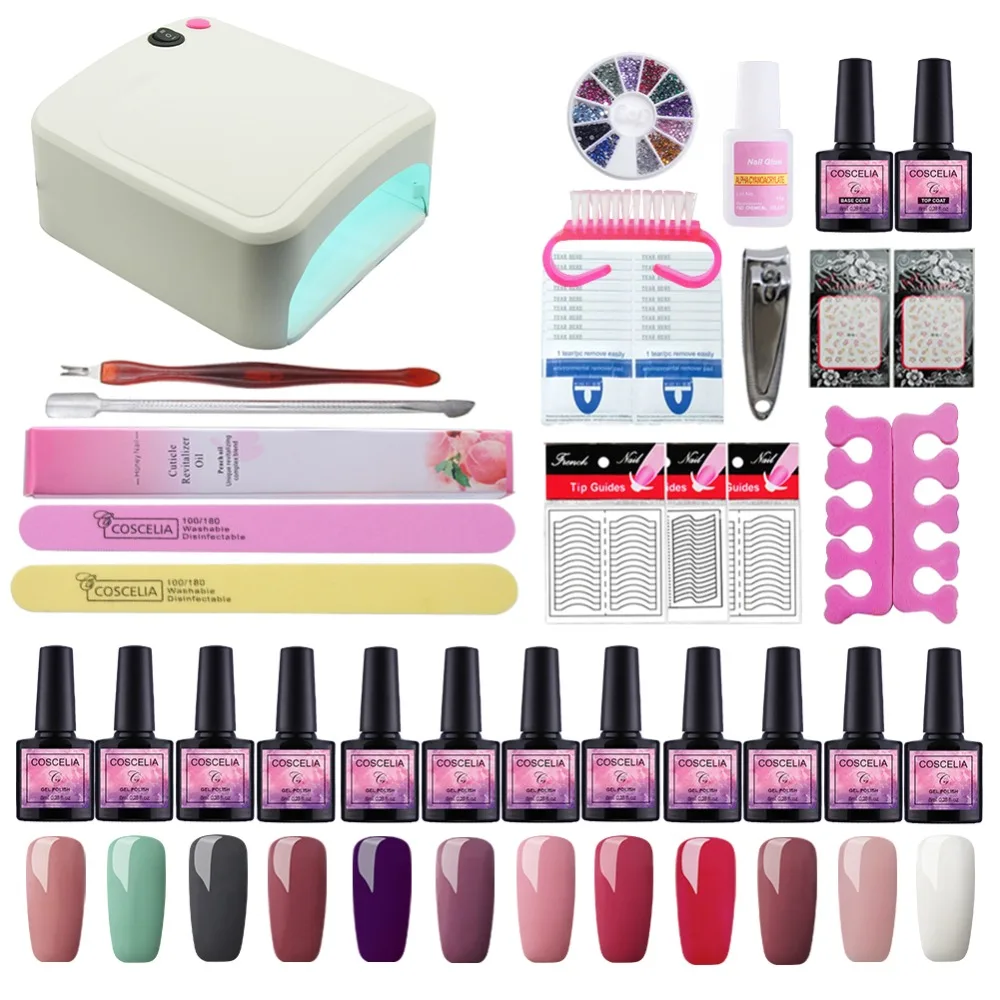 

Manicure Set 36W UV Lamp Dryer Lamp For Nails Set For Gel Nail Polish Set For Manicure Nail Extension Set 12 Colors Gel Varnish