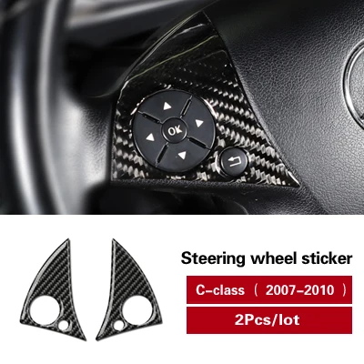 Для mercedes W204 C Класс углеродного волокна модификация автомобиля интерьер кнопки наклейки рулевого колеса автомобиля крышки кнопок для 2007-2010 - Название цвета: C class 2007-2010