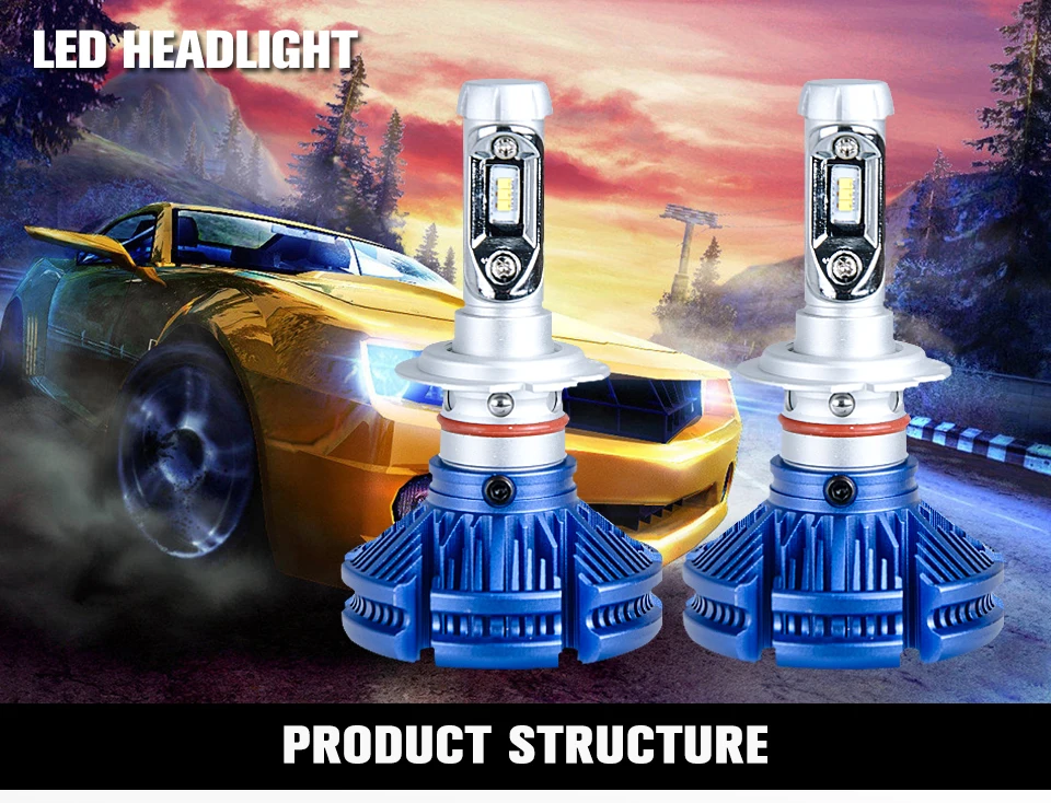 Aceersun Fanless LED H4 H7 H11 9005 9006 ZES 50W 12000LM Car LED Headlight Bulb 6500K Auto Headlamp Fog Lights 12v 24v HB3 HB4 (1)