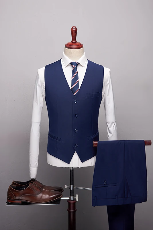 (Jacket+Pant+vest) Men Wedding Suit Male 3 Pieces set Korean version Blazers Slim Fit Business Formal Costume Casual Party