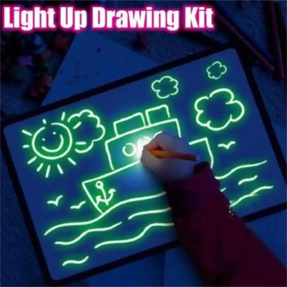 L светящаяся цветная доска с граффити для детей, флуоресцентная доска для рисования, написанная вручную, светодиодный, электронная доска для рисования A3