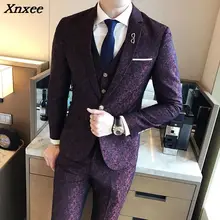 Mens Wedding Suits 2018 Terno Masculino Slim fit 3 Piece Mens Suits Burgundy Social Club Red Men Purple Suits British Terno Roxo