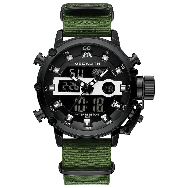 

MEGALITH Top Brand Luxury Fashion Men Watch Luminous Waterproof Quartz Watch Men Sport LED Digital Clock Male Relogio Masculino