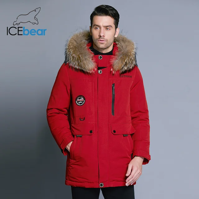 ICEbear 2018 Новинка толстый пуховик мужской зимний качественная модная тёплая мужская куртка с мехом из енота MWY18940D