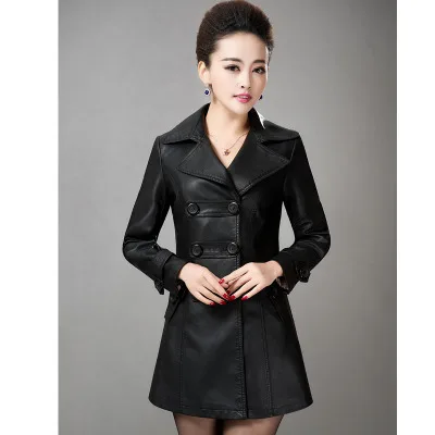 Новая модная черная кожаная куртка женская Черная Женская длинная куртка из искусственной кожи BL0028 - Цвет: No3 black
