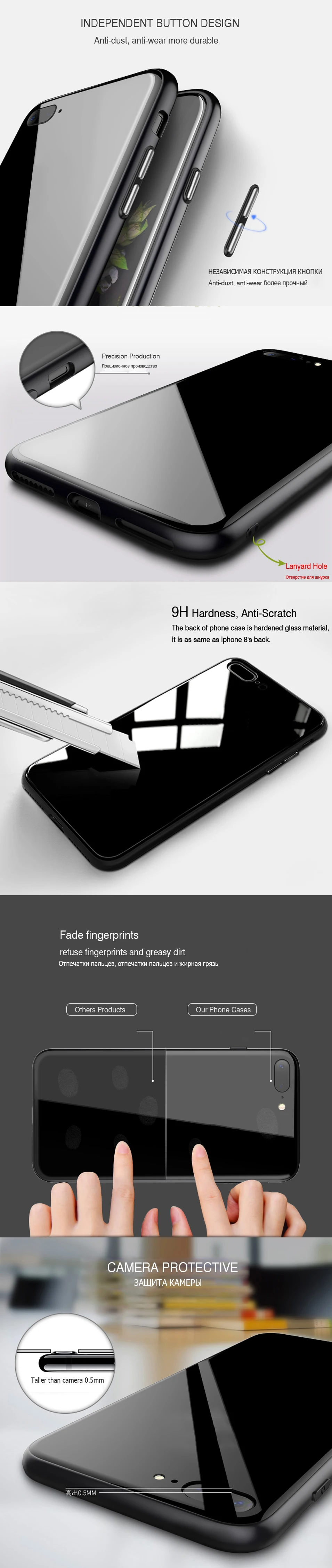 LECAYEE Mirror Phone Case For iPhone 6 Plus 6s 7 8 iPhone X Soft Protective Case Frame Bumper Back Tempered Glass Cover (14)