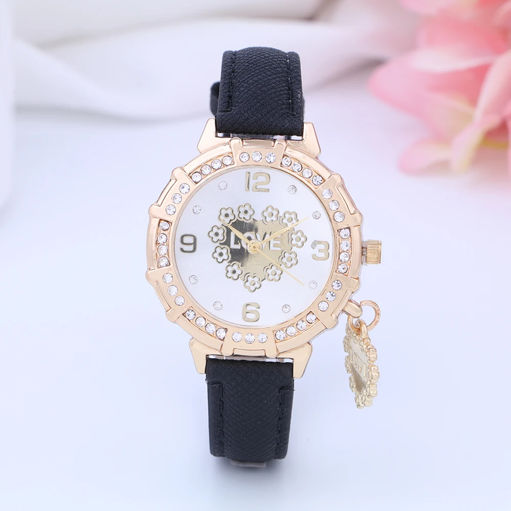 Часы для женщин Элегантный кулон золотой циферблат Роскошные наручные часы платье часы с кожаным ремнем femme кварцевые наручные часы relogio