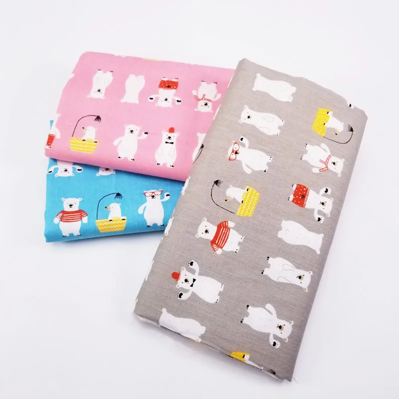 

2019 New Bear Series Print Cotton Twill Fabric Woven Patchwork DIY Sewing Quilted Child Clothing Breathable Thin Cotton Fabric