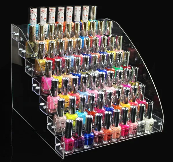  2-7layers Removable Rack Acrylic Clear Nail Polish Cosmetic Varnish Display Stand Holder Manicure T