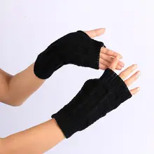 Модные вязаные перчатки без пальцев зимние перчатки мягкие теплые рукавицы теплые, вязаные Длинные теплые шерстяные варежки женские перчатки