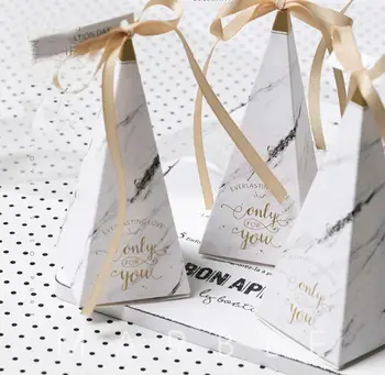 

50 Pcs Creative Marble Tower Style Wedding Favors Candy Boxes Bomboniera Giveaways Box Chocolate Box Party Supplies Gift Box