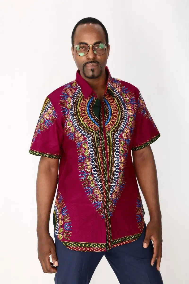 Men African Wax cloth Dashiki T shirts Mens Classic Bazin Riche Dashiki