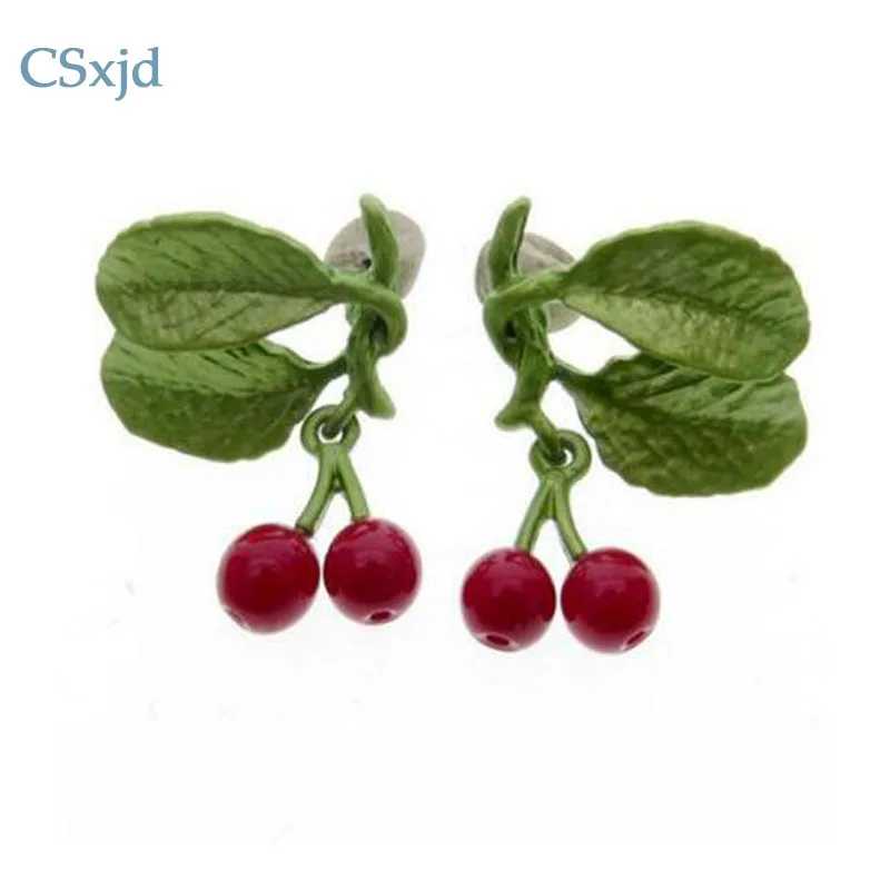 

CSxjd Cherry branches Natural gem Retro earrings Women's wedding accessories