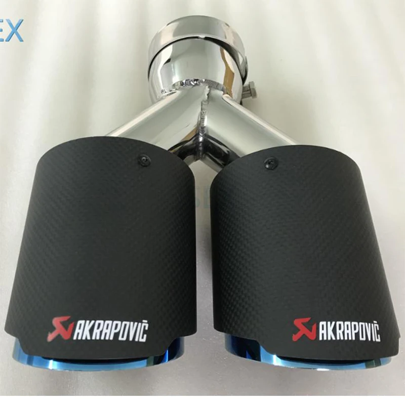 

63mm Inlet 89mm Outlet Stainless Steel Car Exhaust Tip Akrapovic Carbon Fiber Exhaust Muffler Dual Tips