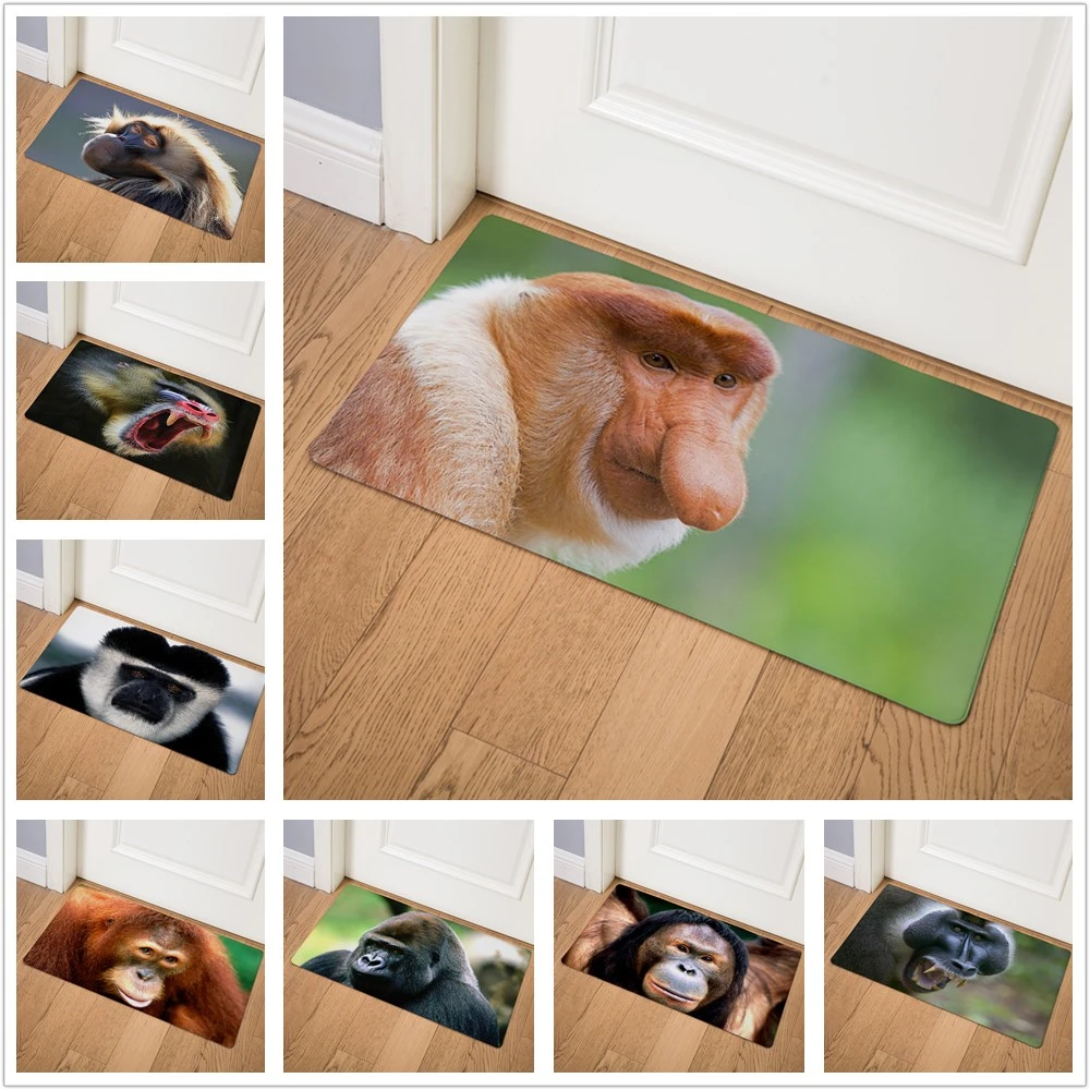 

3D Proboscis Monkey Star Animal Door Mat Kitchen Carpet Living Room Hallway Bathroom Entrance Outdoor Carpet Non-slip Floor Mat