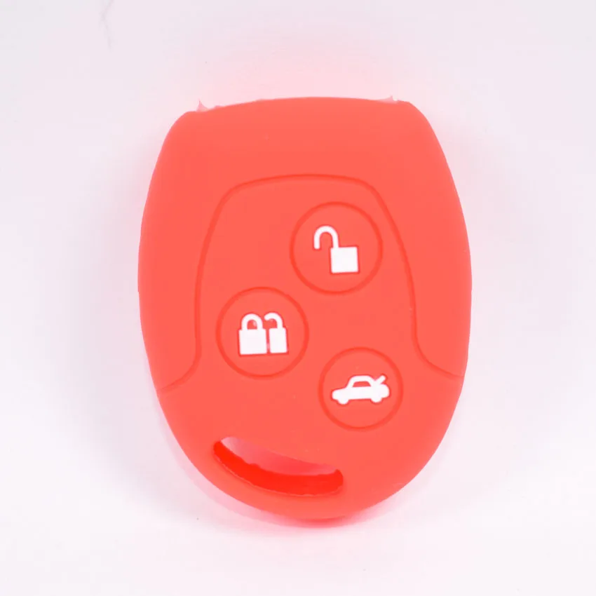 Подходит для Ford Mondeo Fiesta Focus C-Max KA Galaxy 3 Пуговицы удаленного держатель силиконовый чехол для ключей автомобиля FOB крышка В виде ракушки сумка - Название цвета: Красный