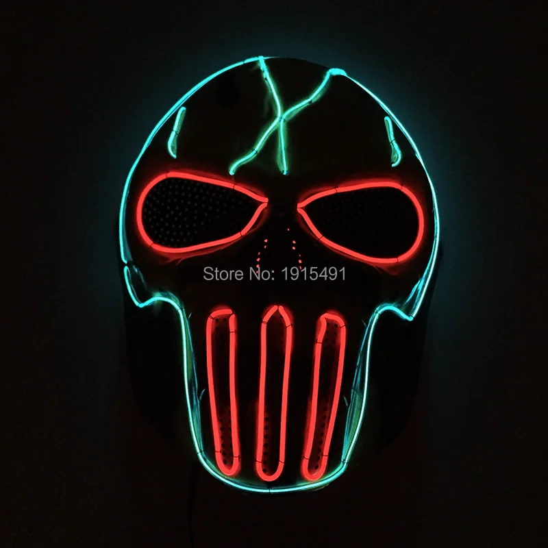 

Hot Sale EL Cold Light Glowing Mask Holiday Lighting Grand Event Props Decoration Mask by 3V For Halloween Party Supplies