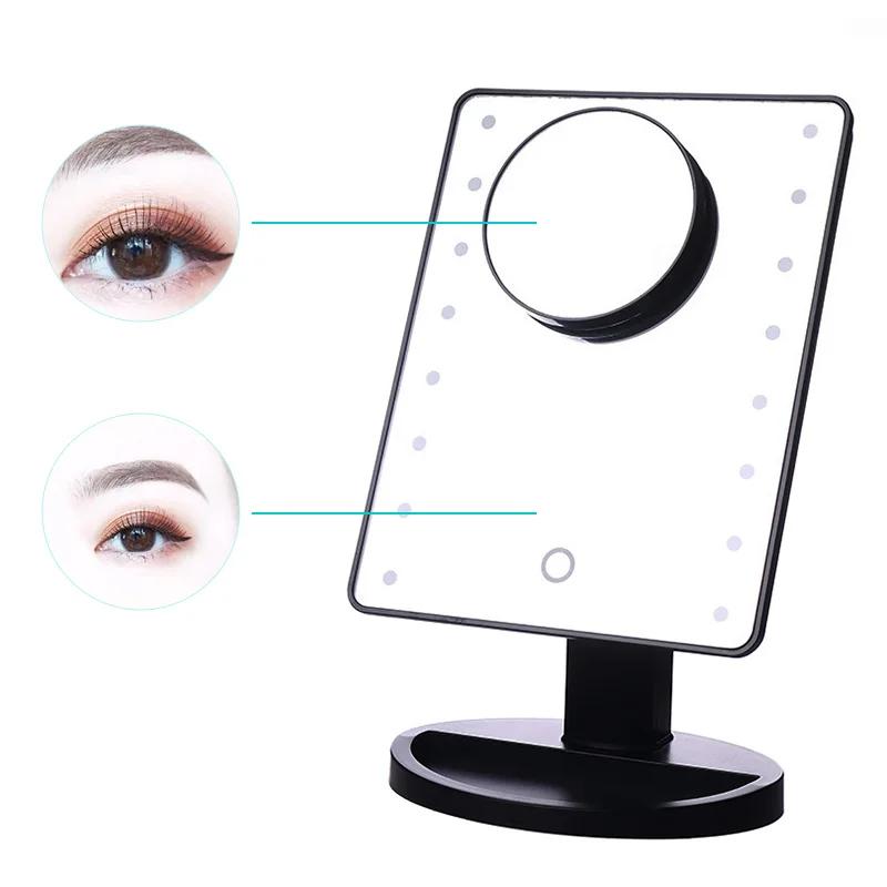 

16 LEDs Lighted Makeup Mirror Adjustable Touch Screen Set Portable Magnifying Vanity Tabletop Lamp Cosmetic Make Up Tool Kit
