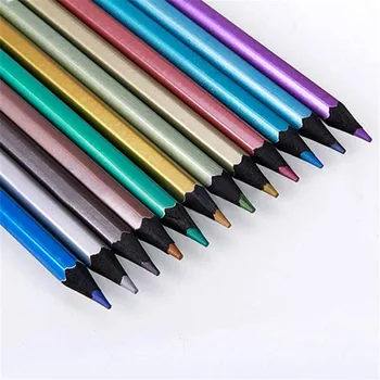

12 Colors Metallic Non-toxic Drawing Pencils Drawing Sketching Finest Watercolor Brush Pen