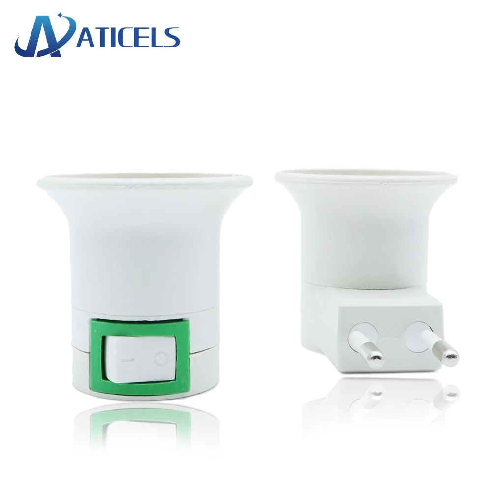 

E27 Lamp Base E27 Bulb Light Wall Socket US/EU Plug With Power on/off Switch E27 female socket to EU plug adapter