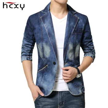 

2018 Denim Jackets and coats for men High Quality Casual Mens jeans Blazer Single Breasted Cotton male Denim Jacket size 3XL