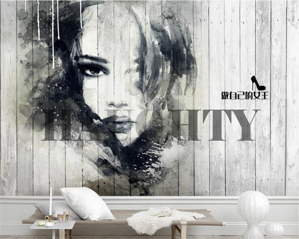 

beibehang wallpaper 3DWallpaper 3D Europe and America hand-painted beauty photos home decoration beauty salon background wall