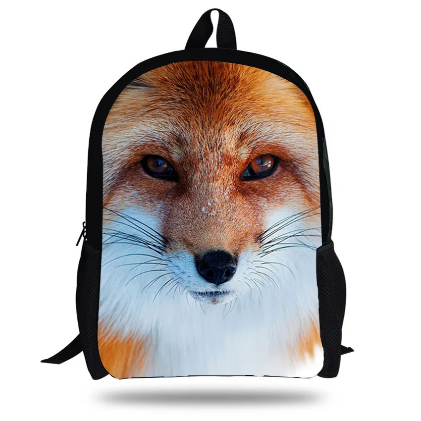 

16-Inch Kids Animal Backpack Fox Print Backpacks For School Boys Girls Fox Pattern Bag For Children Teenagers Students