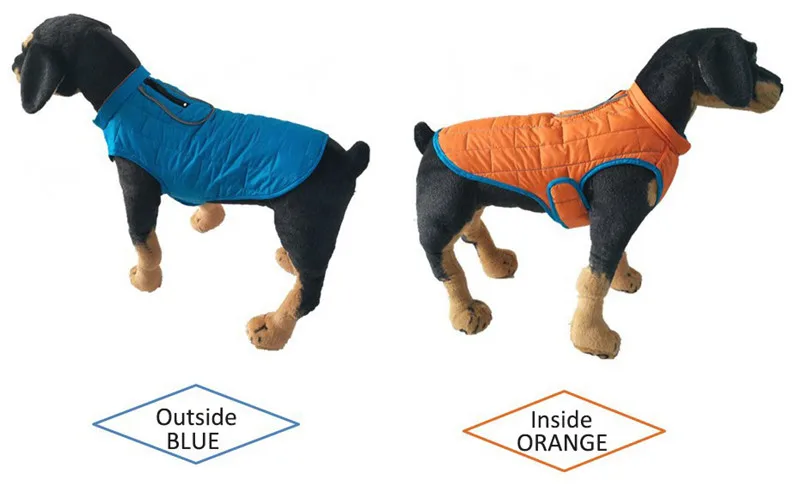 Великолепная водонепроницаемая одежда для собак KEK, зимняя куртка, светоотражающие двухсторонние пальто для домашних животных для маленьких, средних и больших собак, стеганый жилет для собак