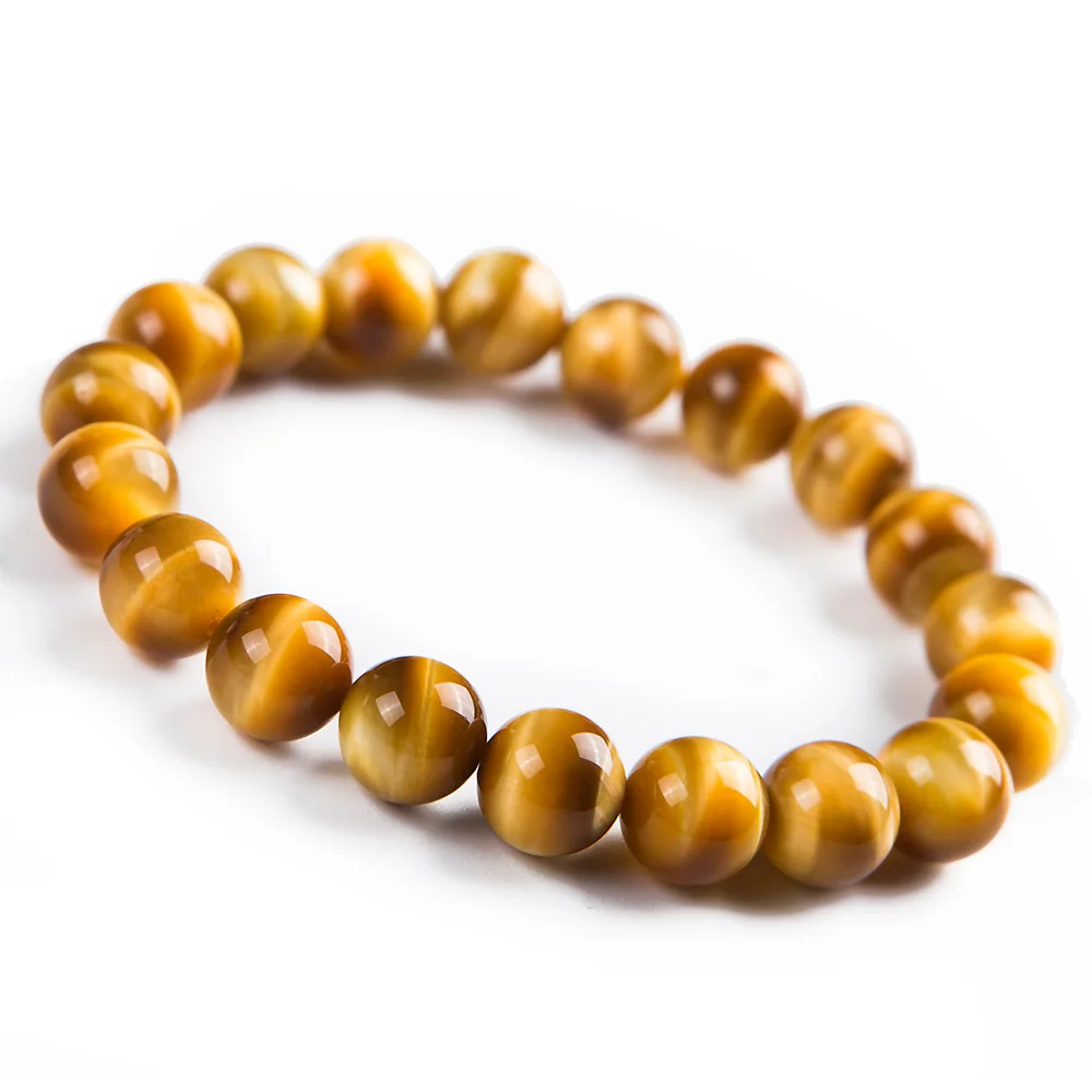 

Top Quality Natural Gold Yellow Tiger Eye Gemstone Round Beads 10mm Bracelet Women Men Crystal Drop Shipping AAAAA