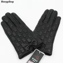 Кожаные перчатки женские зимние норковые волосы с сенсорным экраном овчины перчатки плюс бархат утолщение теплые короткие абзацы езда автомобиль Корея