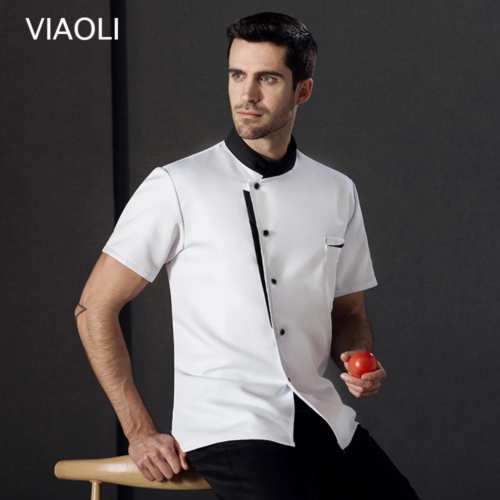 

New Chef Jacket Hotel Chef's Uniform Short Sleeve Mesh Breathable Work clothes Catering Restaurant Kitchen Bakery wholesale 2019