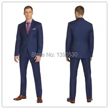 Новое поступление, темно-синий шерсть, 2 предмета(куртка t+ брюки), две пуговицы, лацкан с двойными отверстиями, сделанные для измерения костюма для мужчин