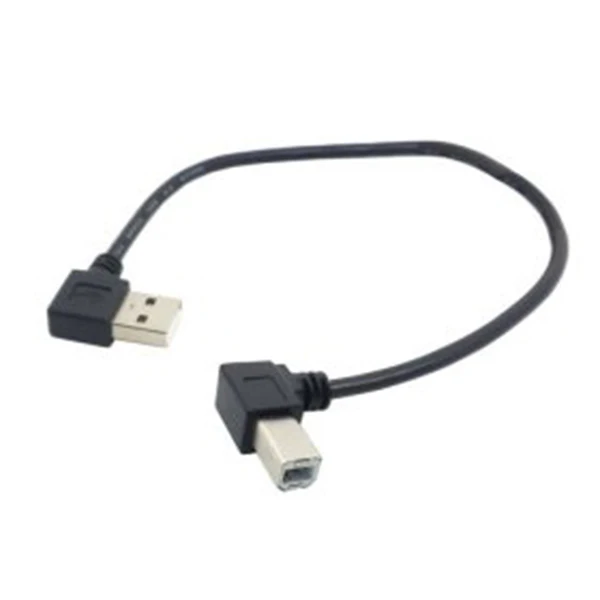 Левый Угловой USB 2,0 A папа налево угловой B папа 90 градусов Принтер Сканер кабель 20 см