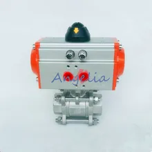 G" DN50 нержавеющая сталь 304 трехсекционный Тип Пневматический шаровой клапан двойного действия PTFE уплотнение Вода Воздух Масло