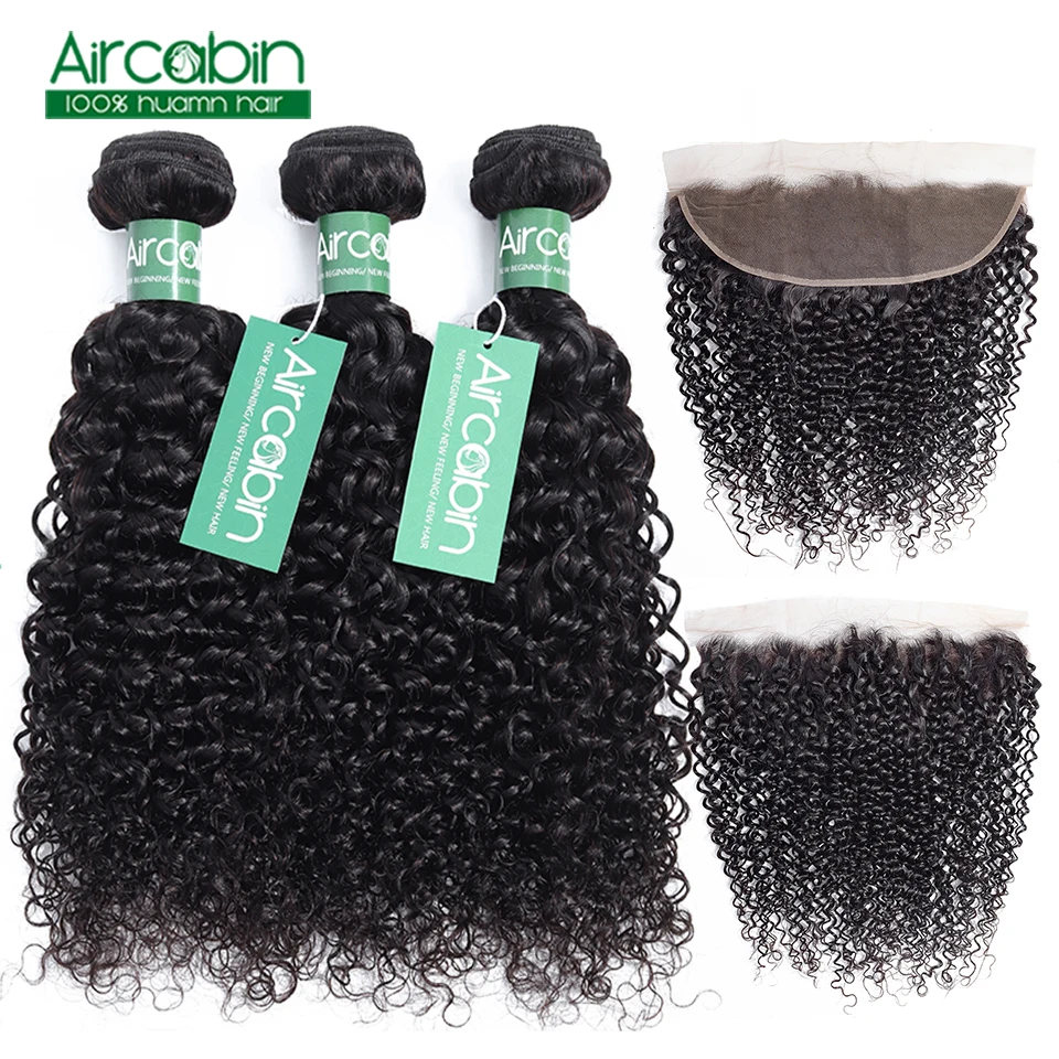 

Peruvian Kinky Curly Human Hair Bundles With Frontal Closure Non Remy Human Hair Weave Ear To Ear Lace Frontal With Bundles