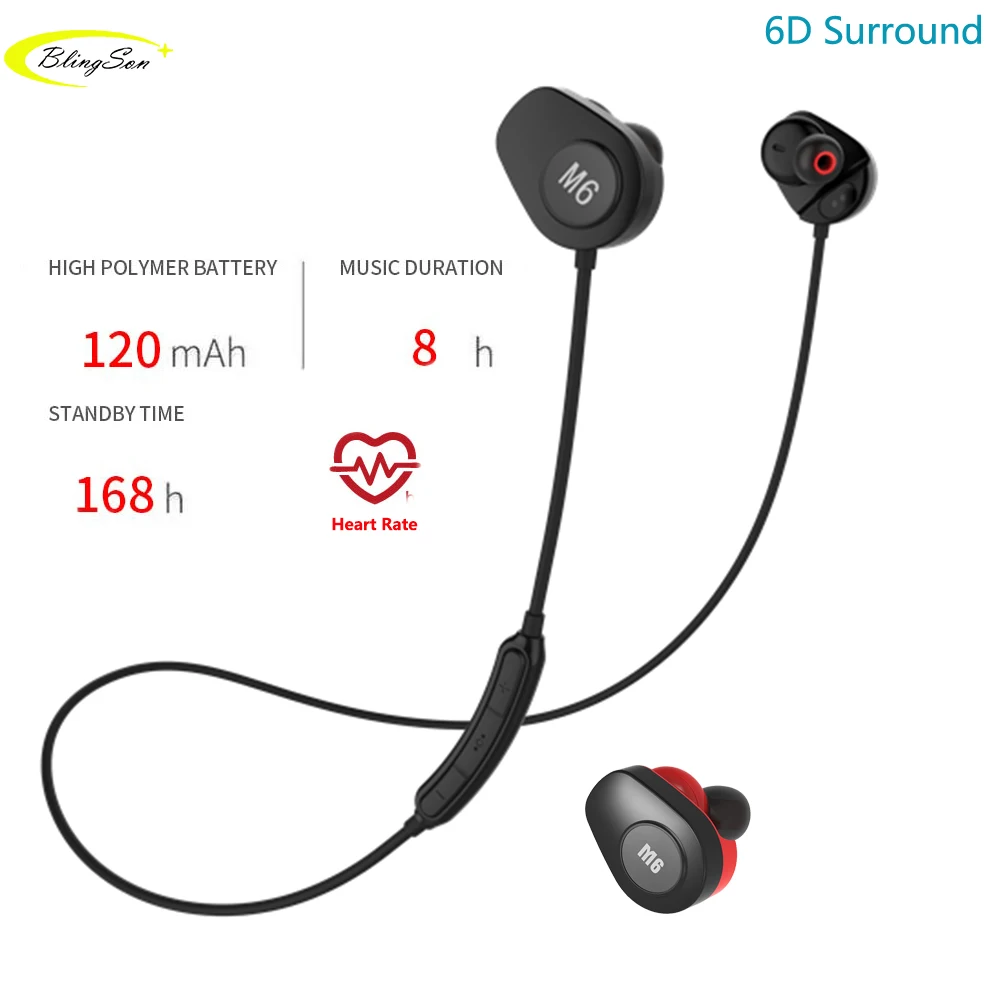 Bluetooth наушники M6 спортивные с пульсометром и поддержкой 5 0|Наушники гарнитуры| |